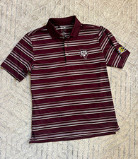 adidas Texas A&M Aggies Golf Polo Shirt Maroon/White Striped Size S SEC edition picture