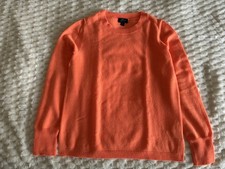 J.CREW 100% Cashmere Classic Crewneck Sweater  Bright Orange S  NEW picture