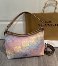 Coach Teri Hobo Shoulder Bag CV975 Rainbow Signature Canvas Crossbody Purse NWT picture
