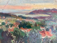 Belle Painting Oil Panel Wood Early 20th Sea Mediterranean Signed to Identify picture