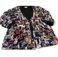 VINTAGE WE BE BOP JACKET COAT PATCHWORK TOPPER MULTICOLOR WOMENS SZ 1X picture