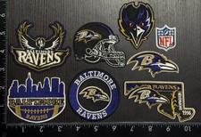 LOT OF 8 BALTIMORE RAVENS IRON ON EMBROIDERED PATCHES EVERYTHING IN PHOTO picture