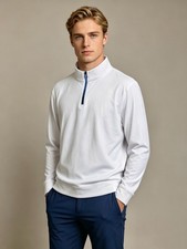 NWOT Redvanly Mens Golf 1/4 Zip White Long-Sleeved Pullover Sweatshirt Size XL picture
