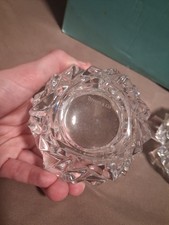 2 Tiffany & Co.  Rock Cut Crystal Glass Votive Candle Holders 3” picture