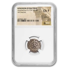 Bactria AR Drachm Antimachus II (174-165 BC) Ch F NGC Random Coin picture