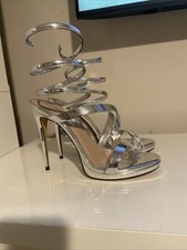 ALDO Spiral Strap Stiletto Strappy Silver Open Toe Heel Women's US 8.5 / EU 40 picture