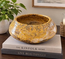 Mid-Century Modern Brutalist Stoneware Centerpiece Bowl – Signed Van Weiher picture
