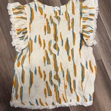 Boho embroidered fringe tunic top with a textured woven design in mustard yellow picture