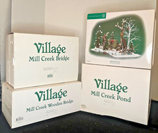 Dept 56 Mill Creek Pond Wooden Bridge and Bridge Campsite Lot Original Boxes NIB picture