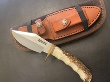 Randall Model 19 Bushmaster Knife Stag Antler Finger Groove & Sheath, Never Used picture