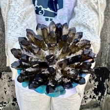 3.8LB New Find black Phantom Quartz Crystal Cluster Mineral Specimen Healing picture