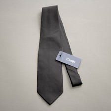 Drake's Black 100% Silk Repp 50 oz Tipped Tie / RRP £175 / Handmade in London picture