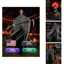 HOMELEX 185cm/72.83in Grim Reaper Halloween Yard Stake Red Eyes And Scythe picture