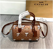Coach X Peanuts CBM33 Rowan Satchel Bag Signature Canvas Snoopy Print OUTLETSHIP picture