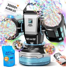 Rechargeable Bubble Machine with RGB Lights: 30,000 Bubbles Storm, Auto 360° Rot picture