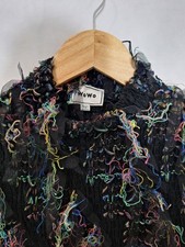 WoWo Brand Fringe Mesh High Neck Midi Dress Sz 2X Sheer Party Whimsigoth Fairy picture