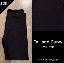 LuLaRoe BRAND NEW Leggings Solid BLACK Rare Tall And Curvy TC Fits Sizes 12-18 picture
