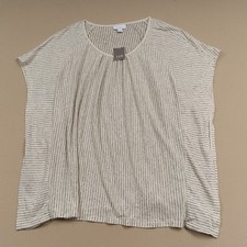 J. Jill Pure Jill Top Flutter Sleeve Linen Modal Striped Top Sz L Barly/Bar NEW picture