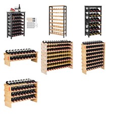 Uimoso 18-96 Bottle Stackable Bamboo Wine Rack Modular Display Shelf 2-8 Tier picture