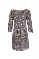 Elie Tahari - Leopard Print Sequins Long Sleeve Mini Dress Sz 4 picture