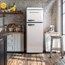 7.5 Cu Ft Retro Refrigerator Apartment Size Top Mount Fridge with Chrome Handles picture