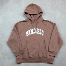 Dazy Collegiate San Diego Hoodie Size L Brown Oversized Streetwear Sweatshirt picture