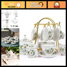 Elegant 22-Piece Porcelain Tea Cup Set - Ceramic Coffee & Tea Service Set picture