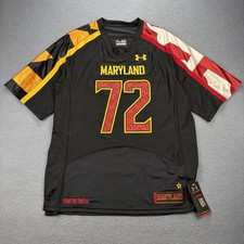 Men’s M Under Armour Maryland Terrapins Terps Flag Black Football Jersey NWT picture