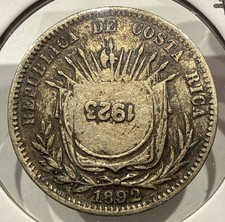 1923 / 1892 50 Centimos Costa Rica Silver 50C Coin - VF Detail (F505) picture