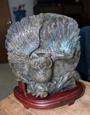 4.4lb Hand Carved Labrodite Owl Sculpture picture