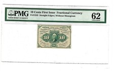 Fr-1243 $0.10 First Issue Fractional Currency - 10 Cents - Graded PMG 62 picture