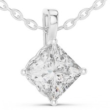 Princess 1.00 Ct Certified Lab Grown Diamond Proposal Pendant 14K Gold Over picture