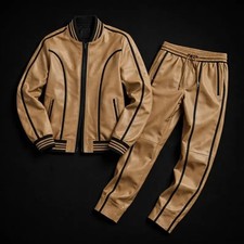 Men Jogging Tracksuit Men Genuine Leather Track Suit Sweat suit picture