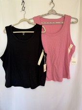 NEW Lot of 2 a.n.a ANA 2X Tank Top Pink & Black Sleeveless ana Plus Size Womens picture