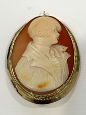 Vintage 14K Gold Shell Cameo Brooch Pendant Male Portrait MAZ 19.05g picture