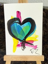 ACEO/ATC Original Acrylic Mini Heart Painting 
