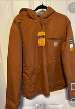 Carhartt Hooded Sierra  Full-Zip Lined Jacket Brown Pockets Men's Size L Relaxed picture