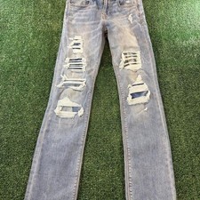 Express Stretch+ Performance cropped skinny jeans in a medium wash blue, picture