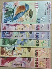 BERMUDA 100 50 20 10 5 2 DOLLARS 2009 P.57-61 FULL SET MATCHING SERIAL # 001963. picture