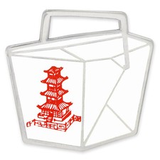 PinMart's Chinese Food Take Out Container Box Culinary Enamel Lapel Pin picture