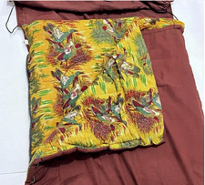 Vintage Montgomery Ward Sleeping Bag Brown & Yellow Hunting Ducks Pattern Warm picture