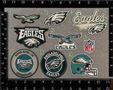 PHILADELPHIA EAGLES SET OF 9 NFL FOOTBALL IRON ON PATCHES SEE PHOTO/ RULER picture
