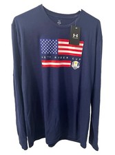 Under Armour UA Tech Ryder Cup 2025 USA Graphic Long Sleeve Crew Tee L Blue picture