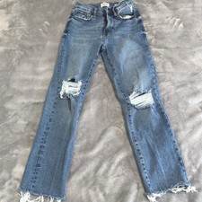 Kensie Vintage Luxe The Slim Jeans Womens 2 26 Distressed Raw Hem Stretch Denim picture