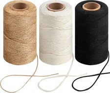 3 Pcs. Roll Natural Jute Twine String Thin Ribbon Hemp Gardening Plant Gift Wrap picture