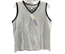 Vintage 90s Talbots Sleeveless Top M White Deadstock Casual Retro Preppy IVY picture