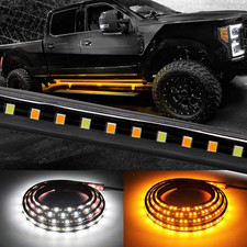 70in Led Running Board Lights 2Pc Amber Side Marker White Courtesy Truck SUV Van picture