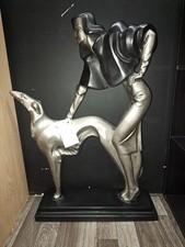 Austin Sculpture Afternoon Stroll Alexander Danel Signed Woman w/ Borzoi Dog picture