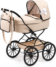Bayer Design Vintage Doll Pram, Classic Baby Stroller with Bag, Beige picture