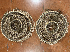 COWRIE PUKA SHELL HANGING CHANDELIER ART PAIR SET LOT 2 VINTAGE BOHO 1970S EUC picture